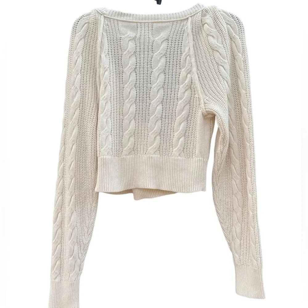 NWT Aerie Cable Wrap Cardigan Top in Natural Size Small - Picture 4 of 6